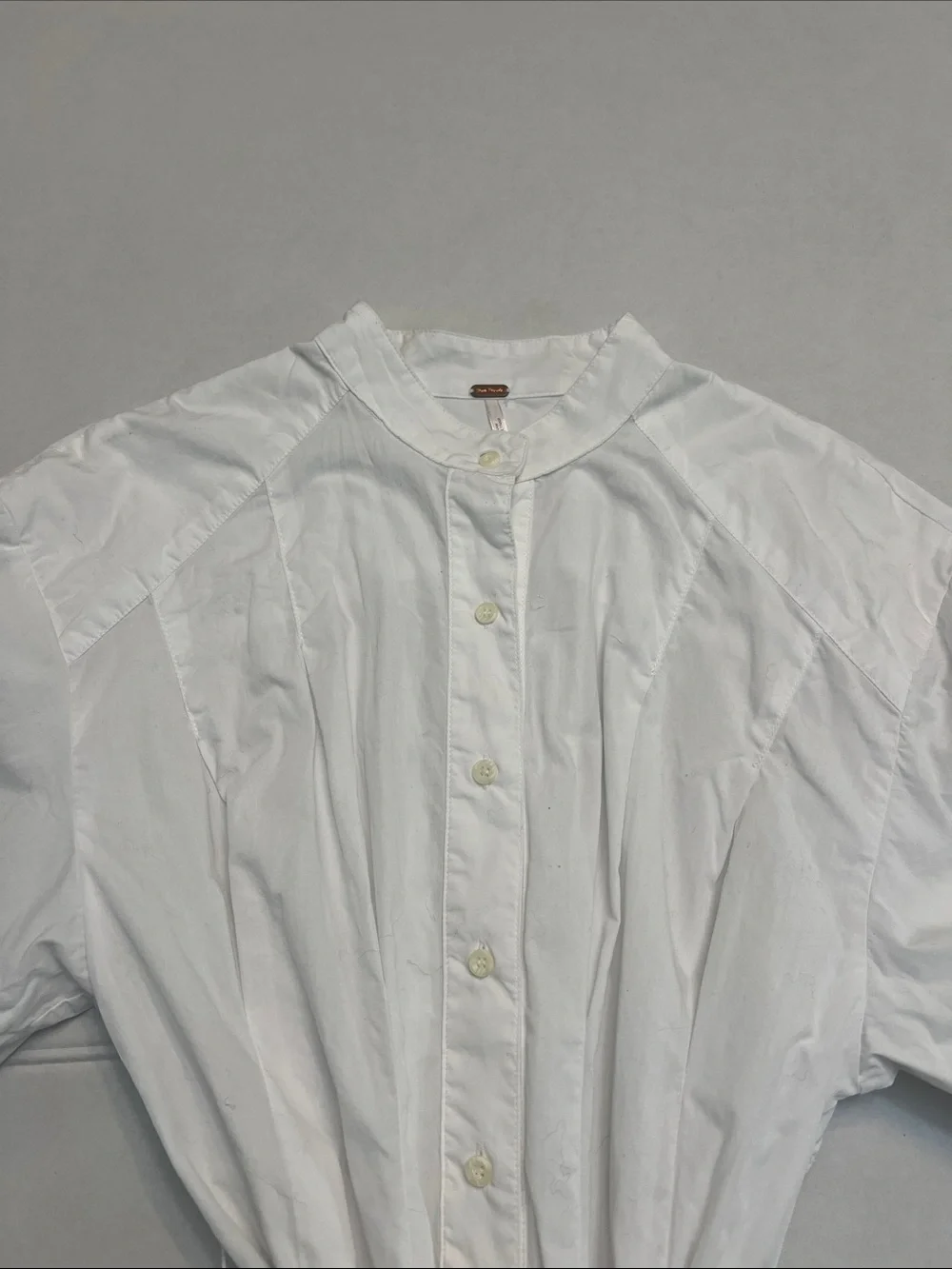 FREE PEOPLE WOMEN’S WHITE ABBEY BUTTON UP LONG SLEEVE COTTON SHIRT WRAP TIE XS